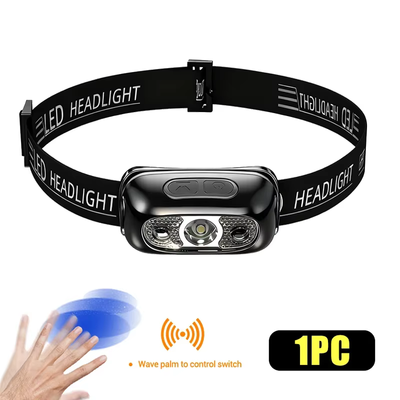 Lampe frontale LED puissante IPX4 étanche lampe de poche d'urgence 250LM XPE lampe frontale LED 500m