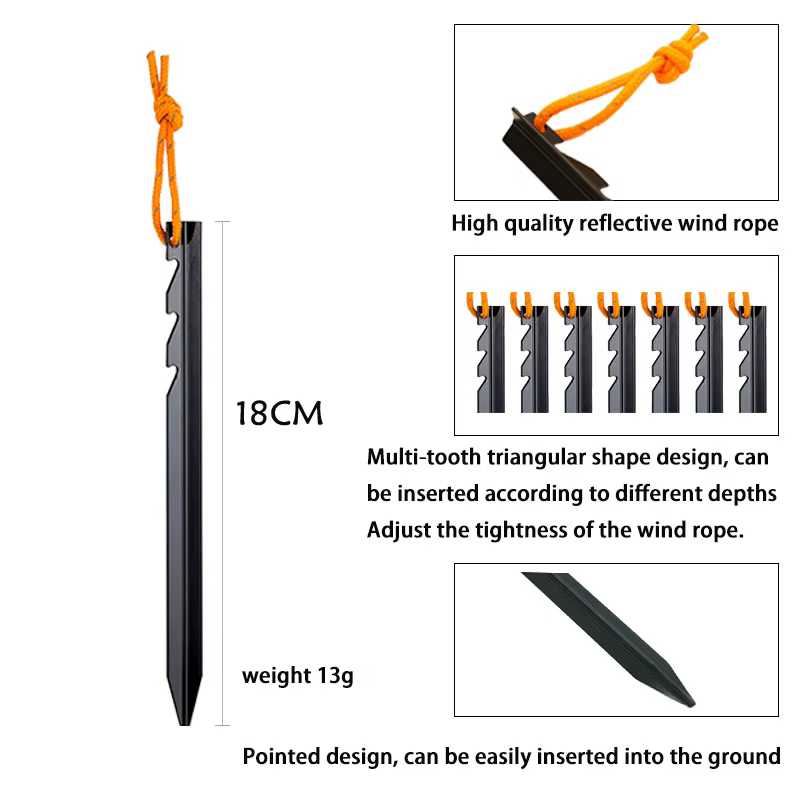 Piquets de tente en alliage d'aluminium de 18cm, 12 pièces/lot, piquets robustes pour voyage en plei