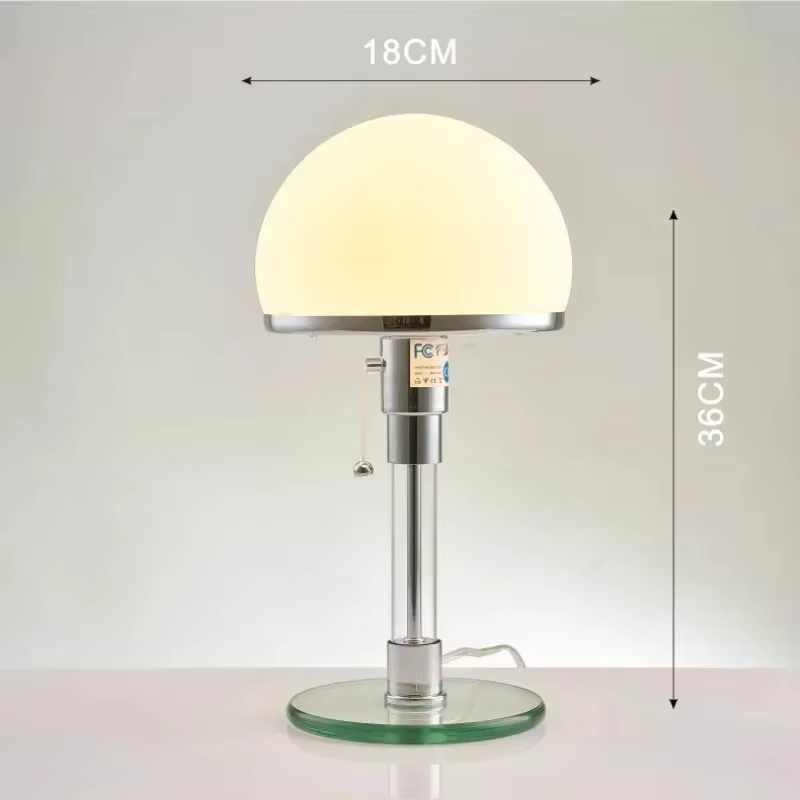 Lampe Bauhaus blanche, lampe de table, design danois, style nordique, lampe de chevet simple en verr
