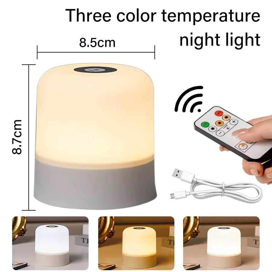 Veilleuse Led Rechargeable avec télécommande, interrupteur tactile, lampe de Table pour lecture, cha