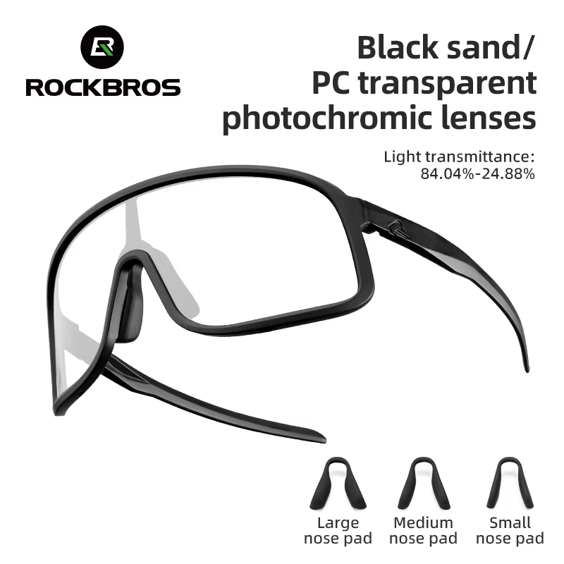 ROCKBROS lunettes photochromiques HD lentille à grande monture lunettes de soleil d'équitation en pl