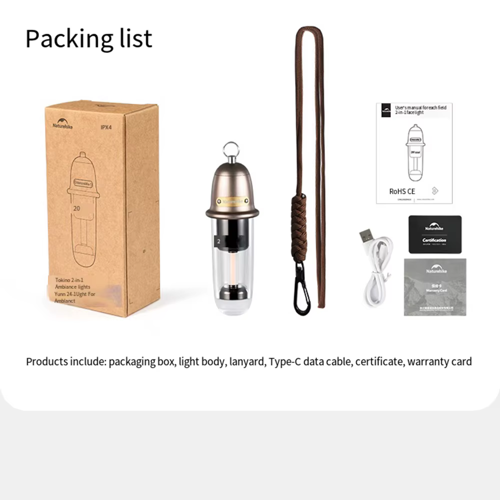 Naturehike extérieur Portable 2 en 1 Camping éclairage charge atmosphère veilleuse 900mAH lampe de p