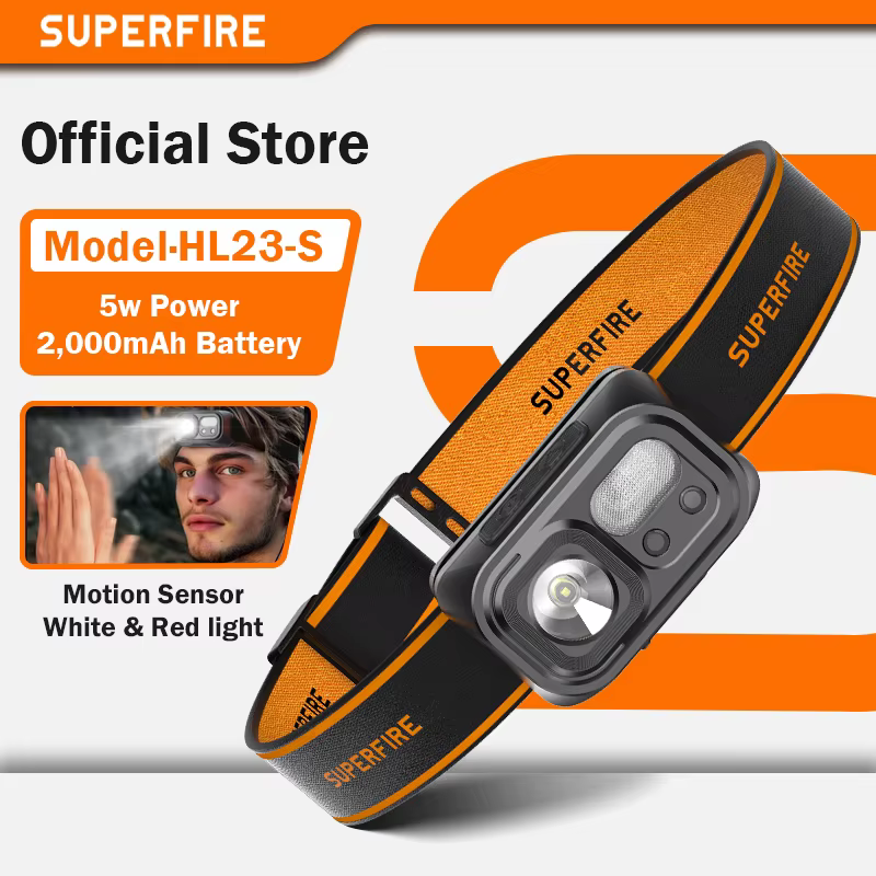 SUPERFIRE Mini puissant randonnée Camping phare USB C Rechargeable phare LED capteur phare avant lam