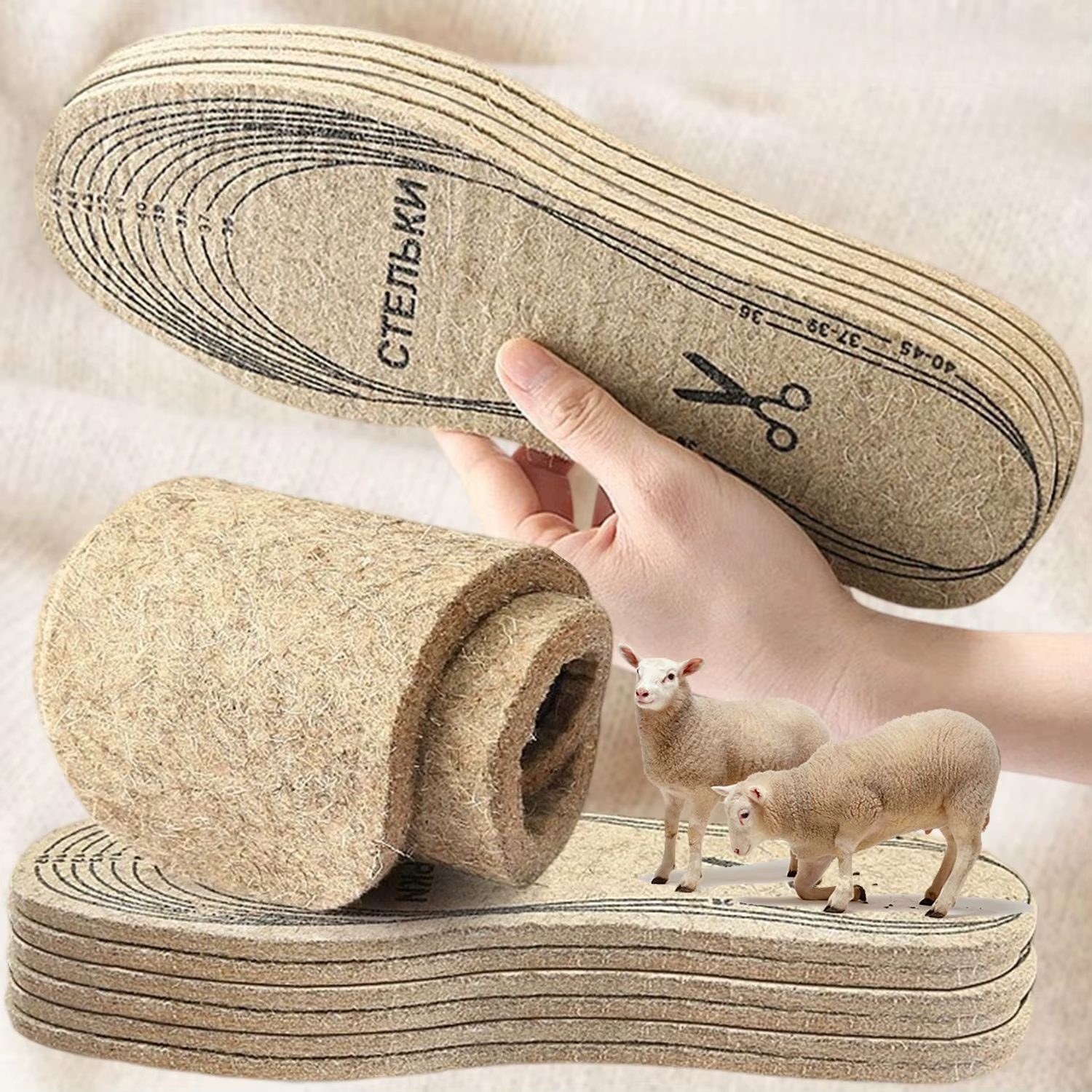 Semelles intérieures en feutre de laine pour chaussures hommes femmes semelles intérieures chaudes a