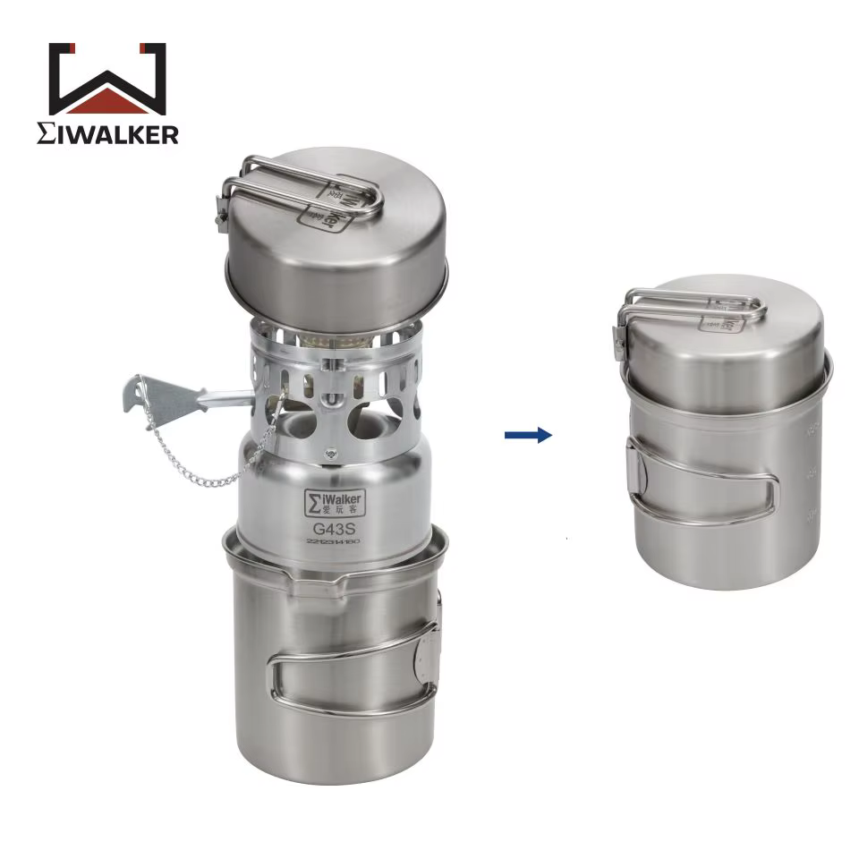 IWALKER G43S ensemble de cuisine poêle de Camping essence e poêle brûleur silencieux avec casseroles