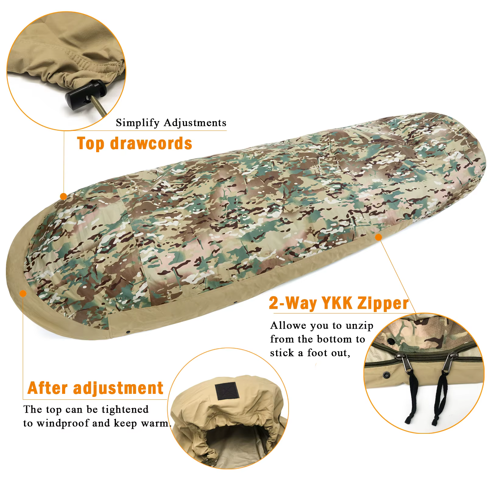Housse de bivouac tactique de qualité militaire Akmax.cn – Sac de couchage de combat imperméable de 