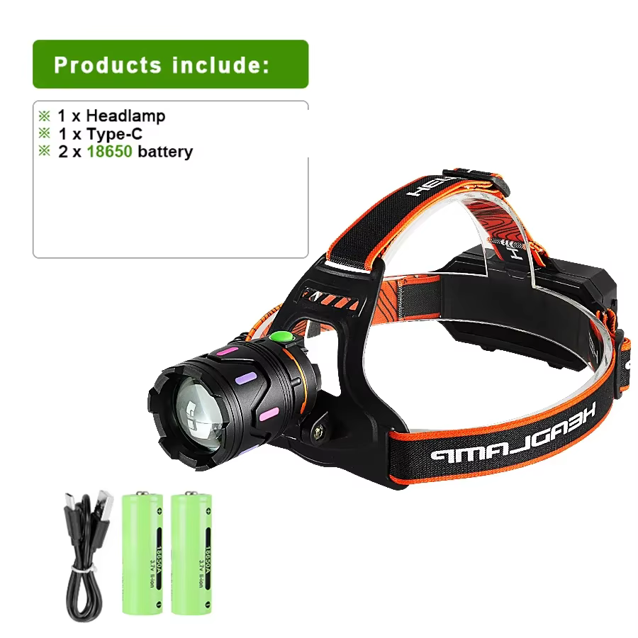 200000LM lampe frontale la plus puissante USB Rechargeable haute puissance LED lampe de poche tête d