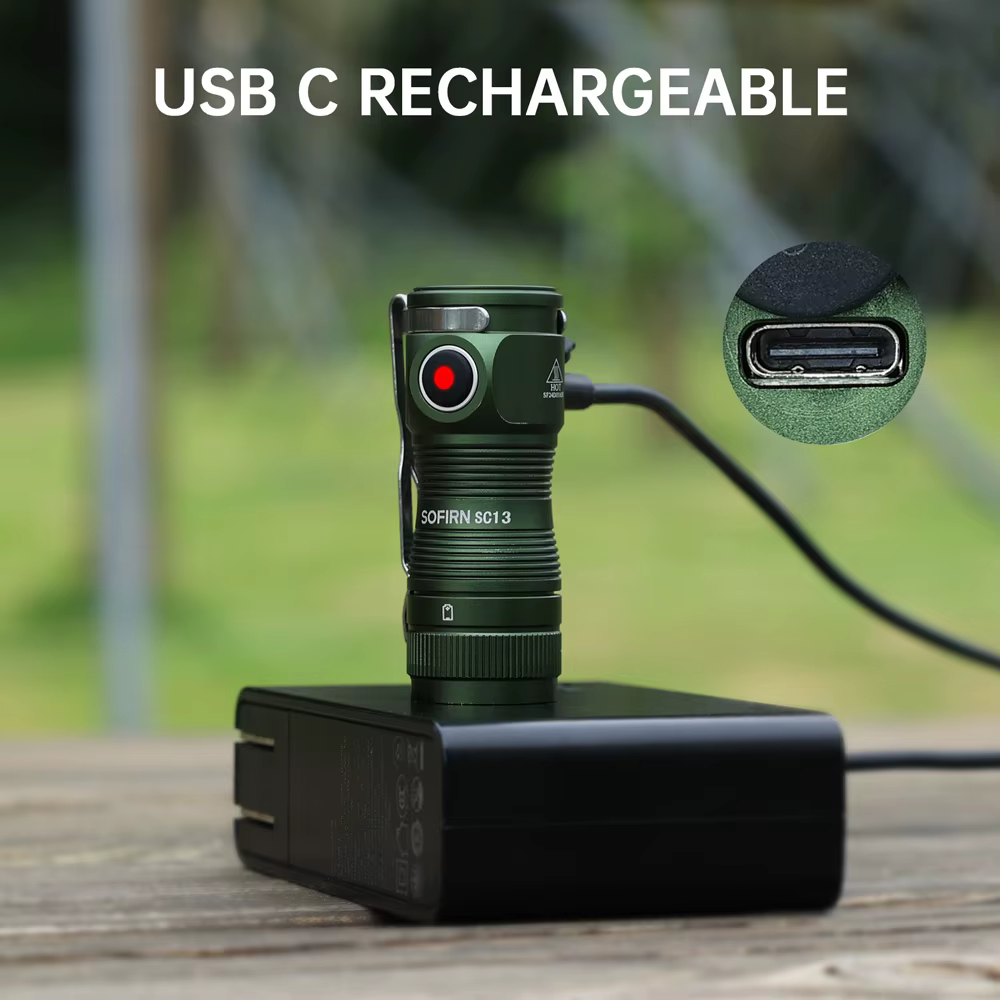 Sofirn SC13 519A 5000K Mini lumière LED puissante LED 1100lm 18350 lampe de poche Rechargeable avec 
