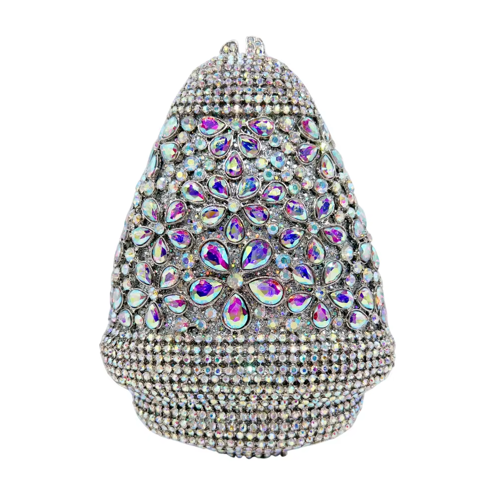 Sac de dîner fleur lilas à cinq pétales avec diamants, sac sphérique en diamant pour femme à main go