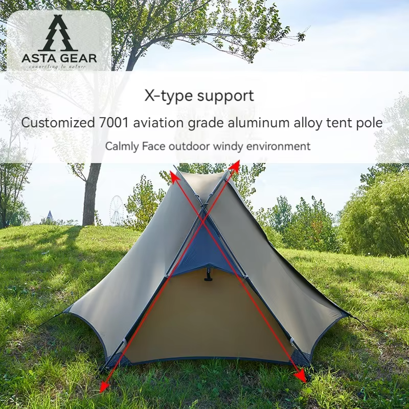 Asta Gear Crescent 1 20D-Tente de camping en nylon et silicone, pour 1 personne, étanche au vent et 