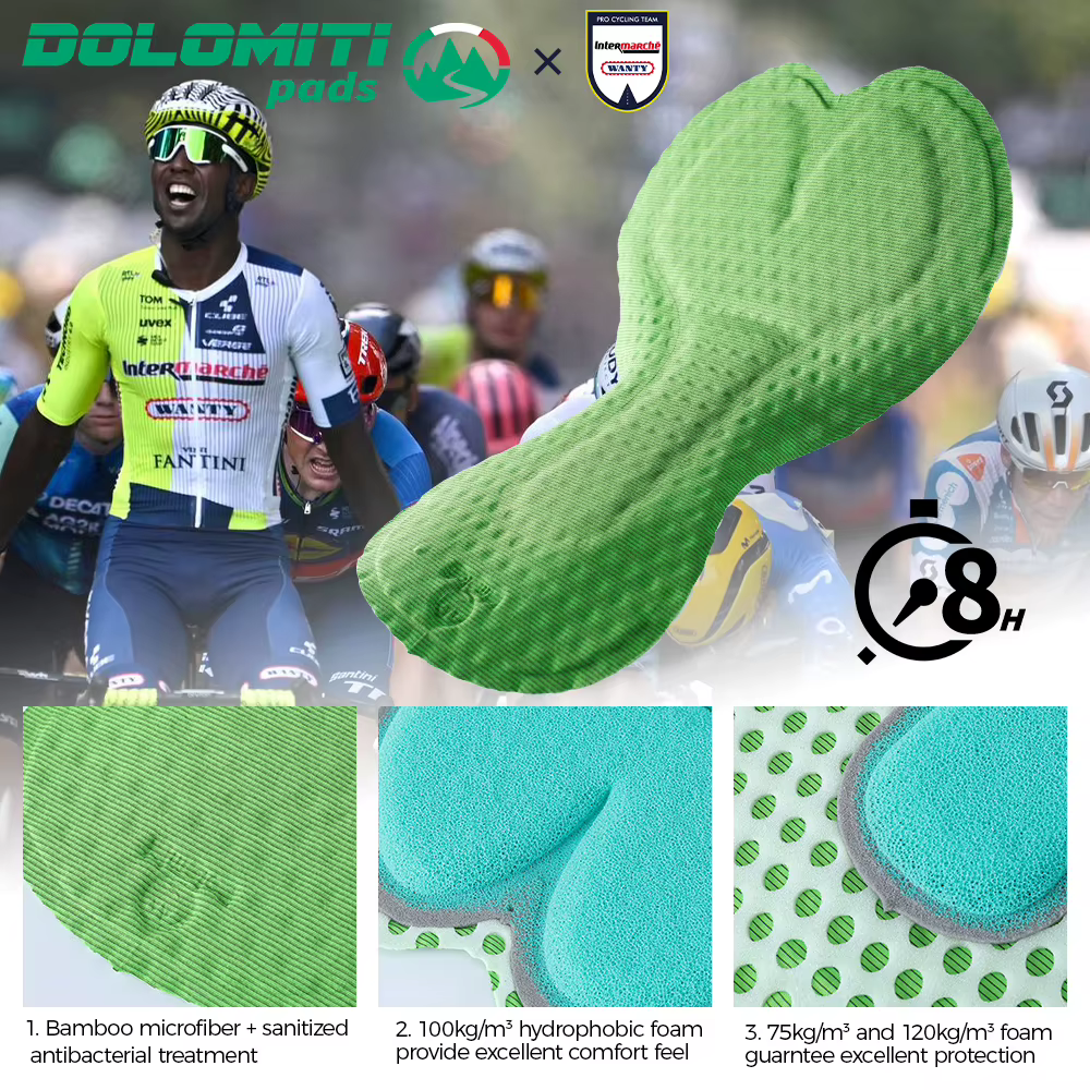 RION hommes short de cyclisme collants de vélo vtt bavoir bretelles haute densité Dolomiti 8 heures 