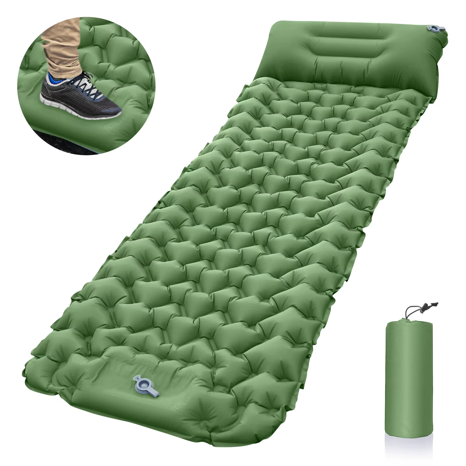 Matelas gonflable de camping extérieur avec oreillers, lit de voyage pliable, coussin d'air ultralég