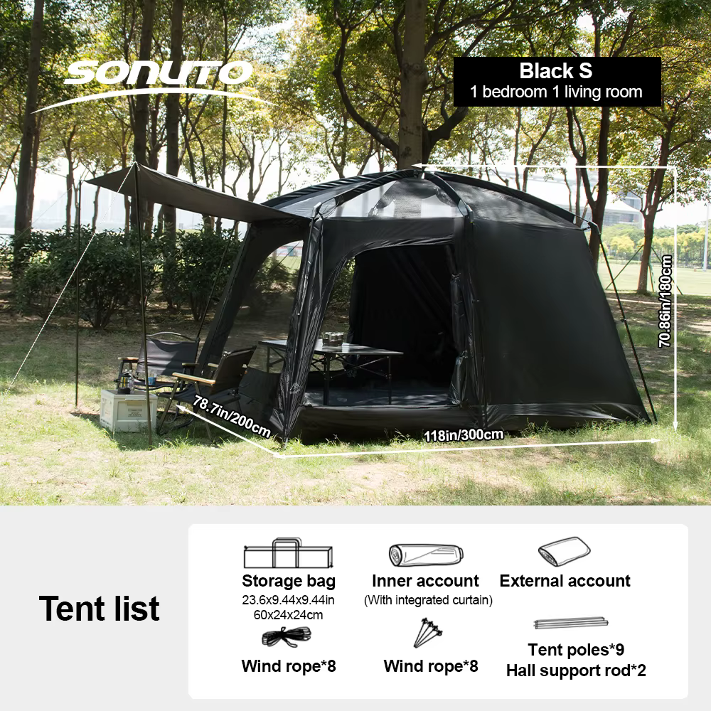 Tente familiale de Camping en plein air pour 3 à 12 personnes, Double couche surdimensionnée, 2 pièc