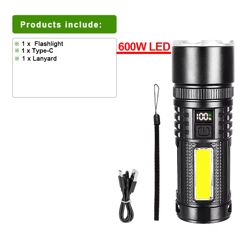 Lampe de poche LED la plus puissante 9000LM, torche Rechargeable haute puissance, lanterne tactique 