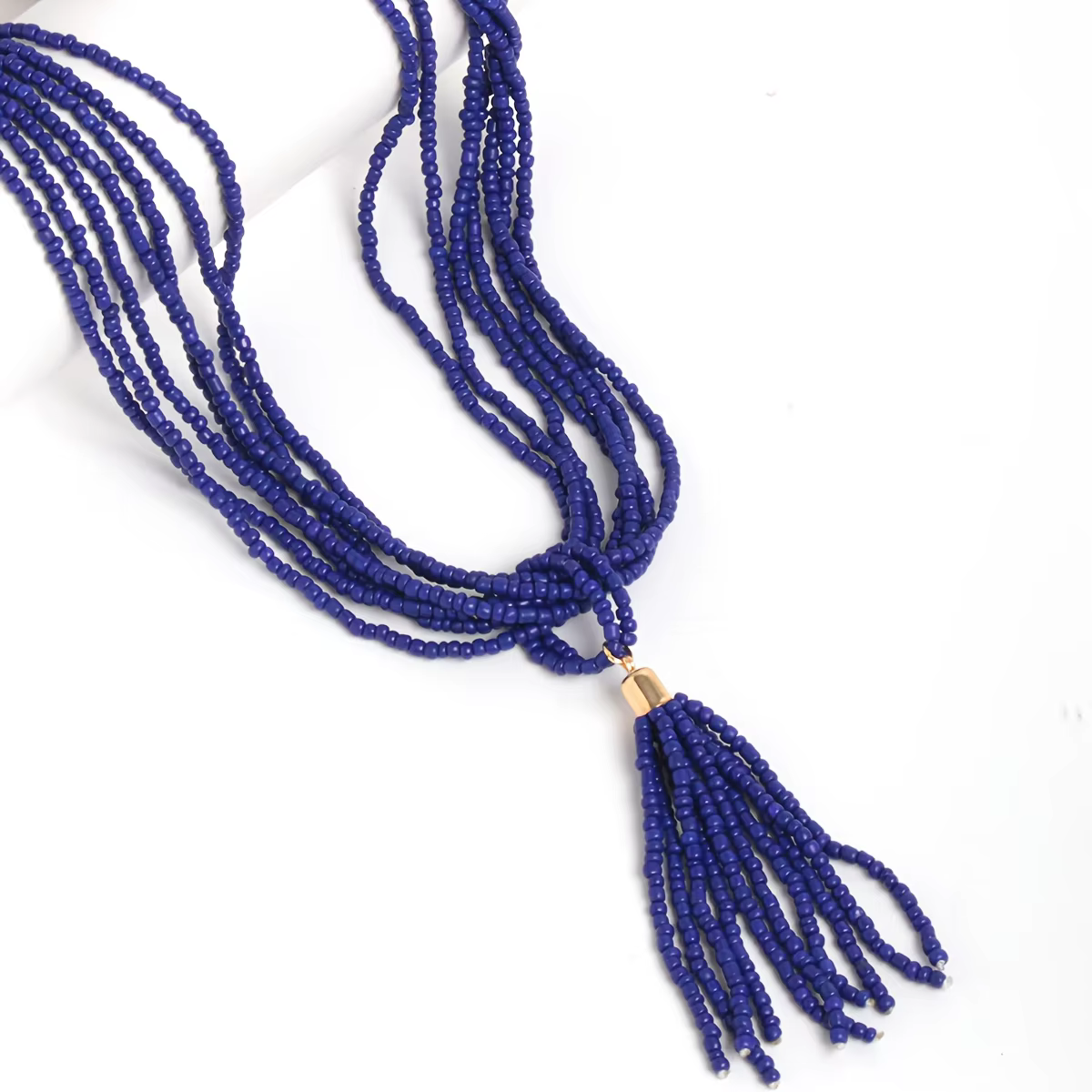Collier à chaîne de perles bohème pour femmes, collier vintage à long pendentif en forme de gland, a