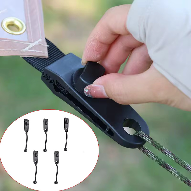10 pièces/ensemble (5 clips de tente + 5 cordes de connexion) clips de tente pour le camping en plei