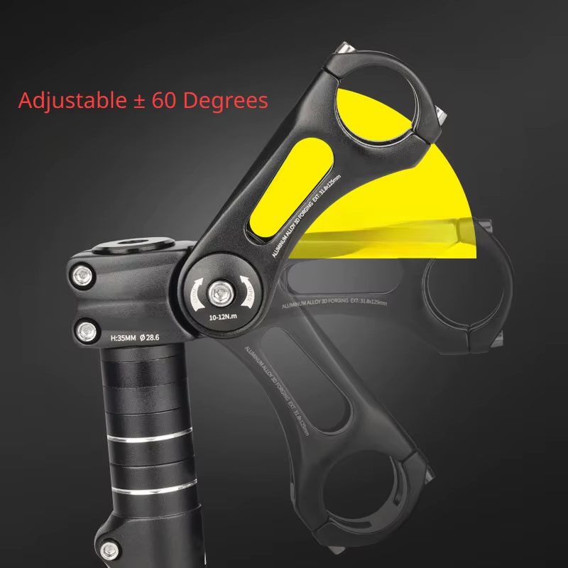Tige de vélo vtt réglable 25.4 31.8mm tige de guidon de vélo ultralégère 3D forgée ± 60 ° Puissanc
