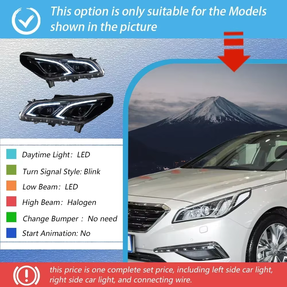 Lampe avant de voiture modifiée pour Sonata 9 2015 – 2018, mise à niveau Benz E Styling, assemblage 