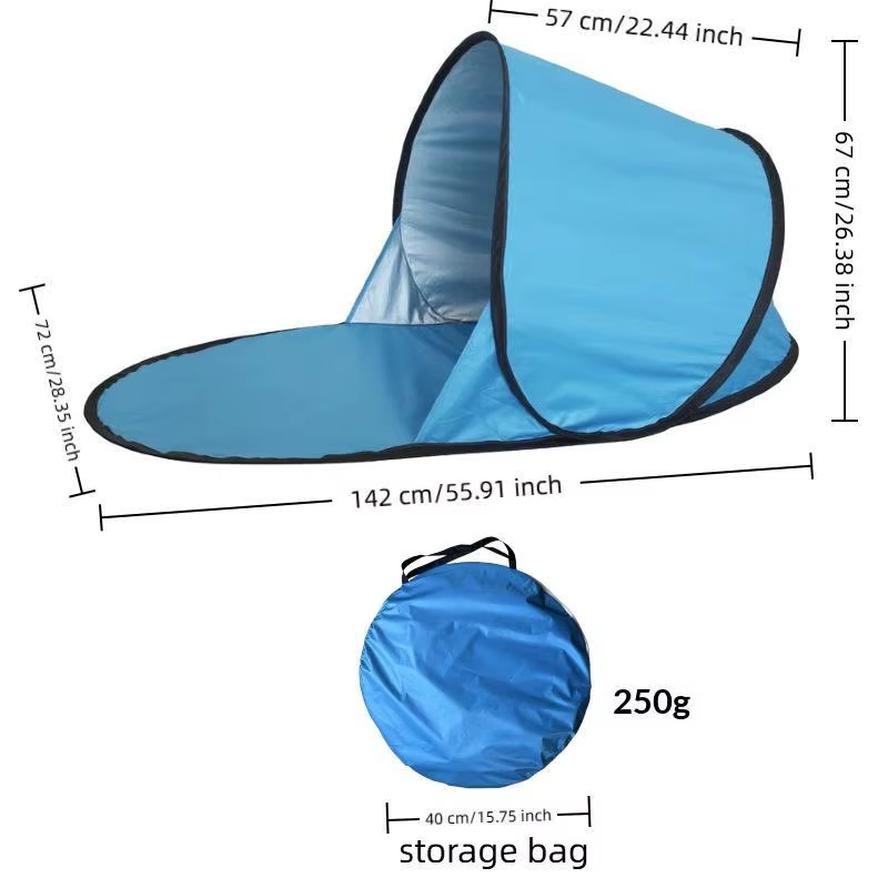 Tente de plage portable, protection UV, doublure argentée, abri solaire instantané ultra léger pour