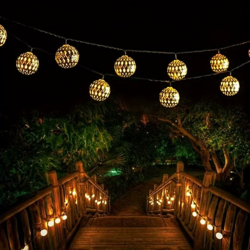 50/ 30/ 20 LED boule marocaine solaire chaîne lumières étanche 8 Modes pour jardin extérieur fête de