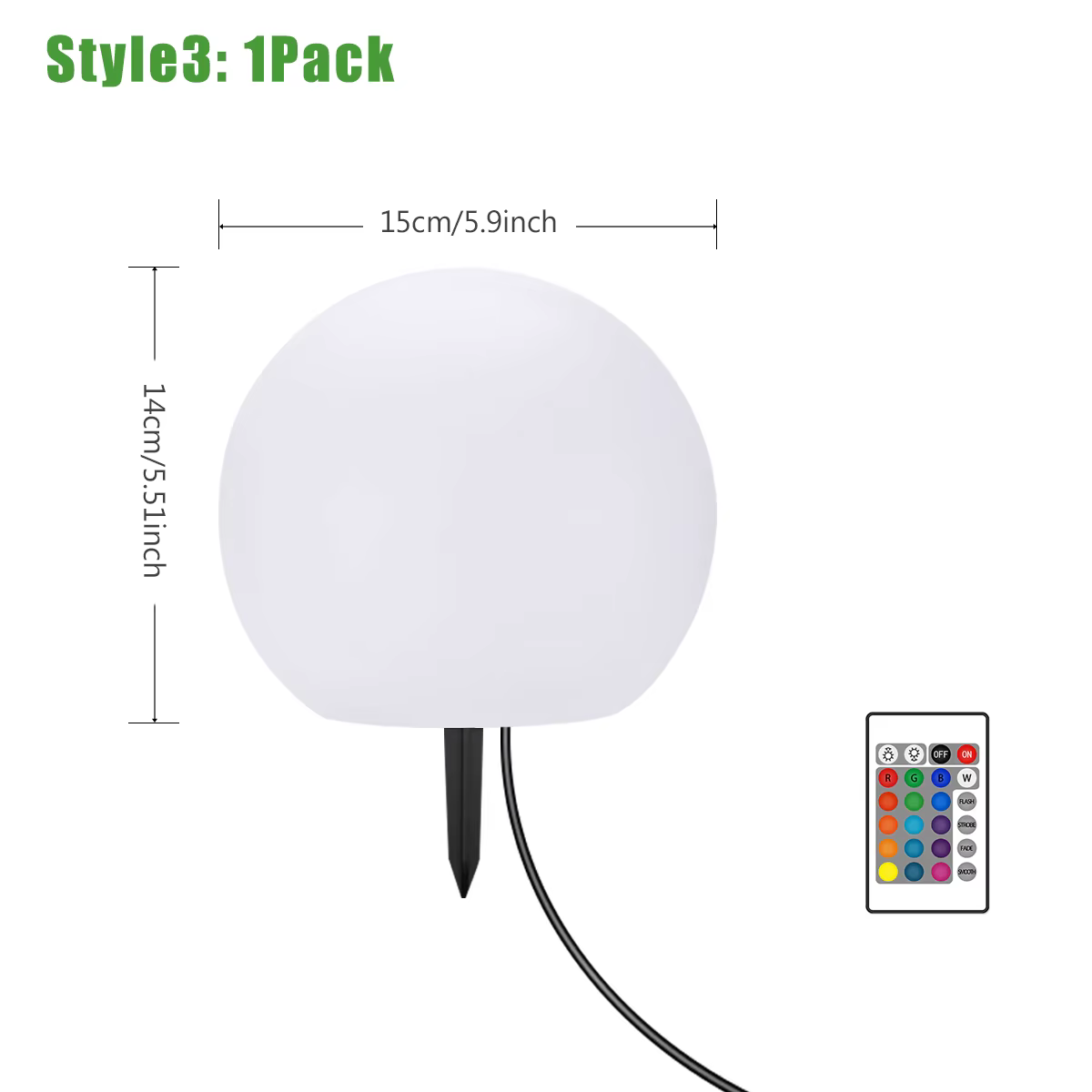 Lampe solaire 3 Modes d'éclairage avec télécommande lumières pelouse rue forme ronde voie extérieure