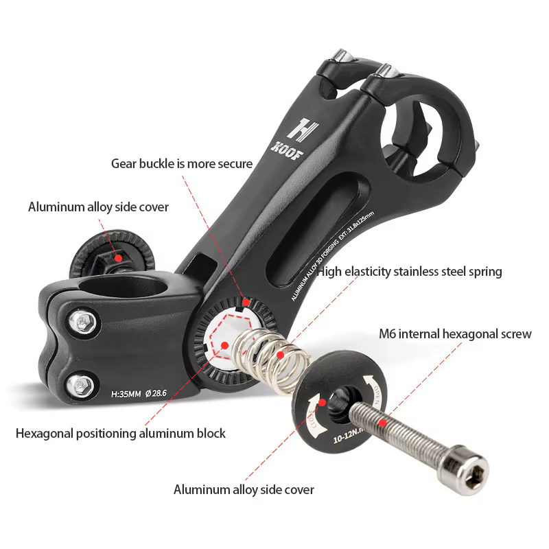 Tige de vélo vtt réglable 25.4 31.8mm tige de guidon de vélo ultralégère 3D forgée ± 60 ° Puissanc