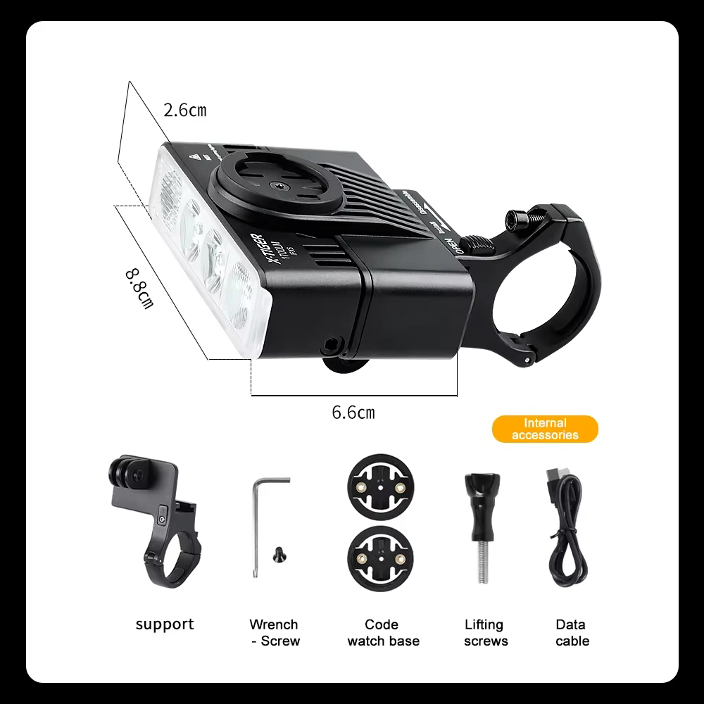 X-TIGER Vélo de route Sunshine TYPE-C développements port 5000 mAh IPX6 étanche Avec support de comp
