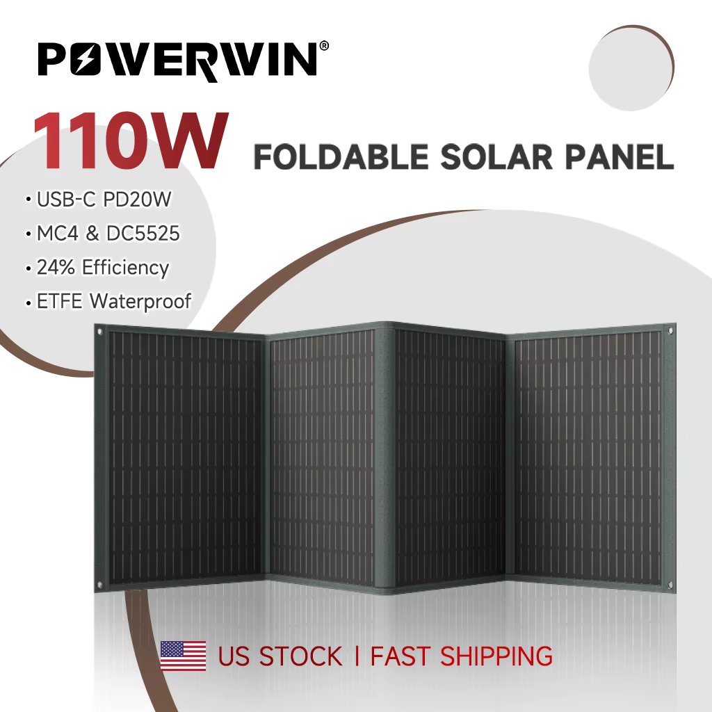 POWERWIN PWS110 Panneau solaire pliable Chargeur de batterie Flexible 18V 110W ETFE 24% d'efficacité