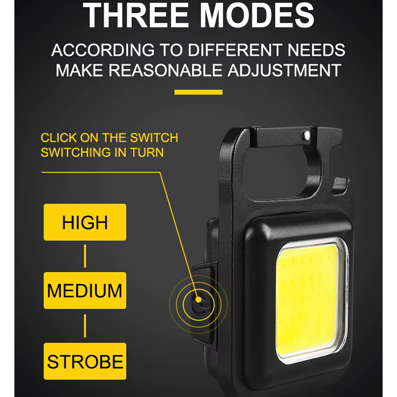 Lampe de poche COB Mini lampe porte-clés portable 4 éclairage torche EDC extérieur étanche d'urgence