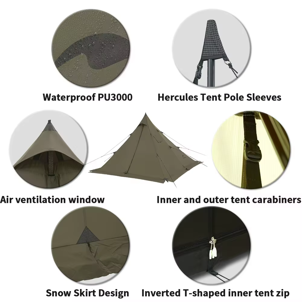 Tente pyramidale Naturehike 2025, tente de camping Ranch Fire, tente d'extérieur multi-mode, ignifug
