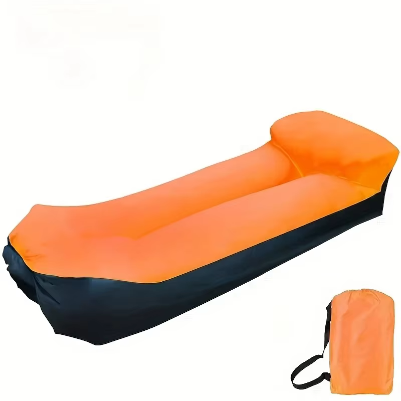 Chaise longue gonflable portable avec oreiller – Canapé imperméable pour le camping, la plage et les