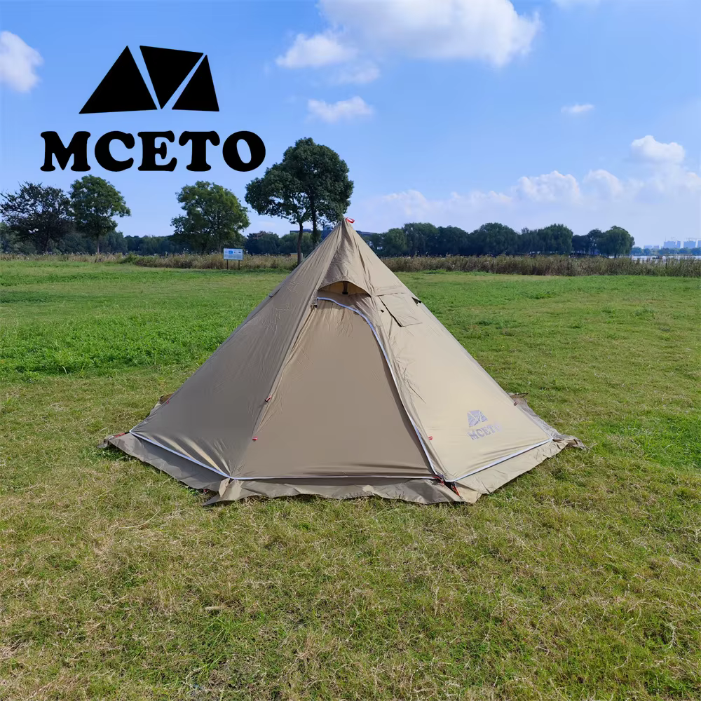 Tente Tipi Légère avec Tuyaux de Cannelure Ignifuge, Fenêtre Tipi, Tentes pour Équipe Familiale, Sac