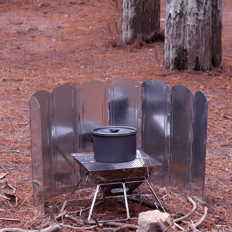 Grand pare-vent pour poêle à bois, pare-vent de camping, barbecue en plein air, Eva de cuisson galva