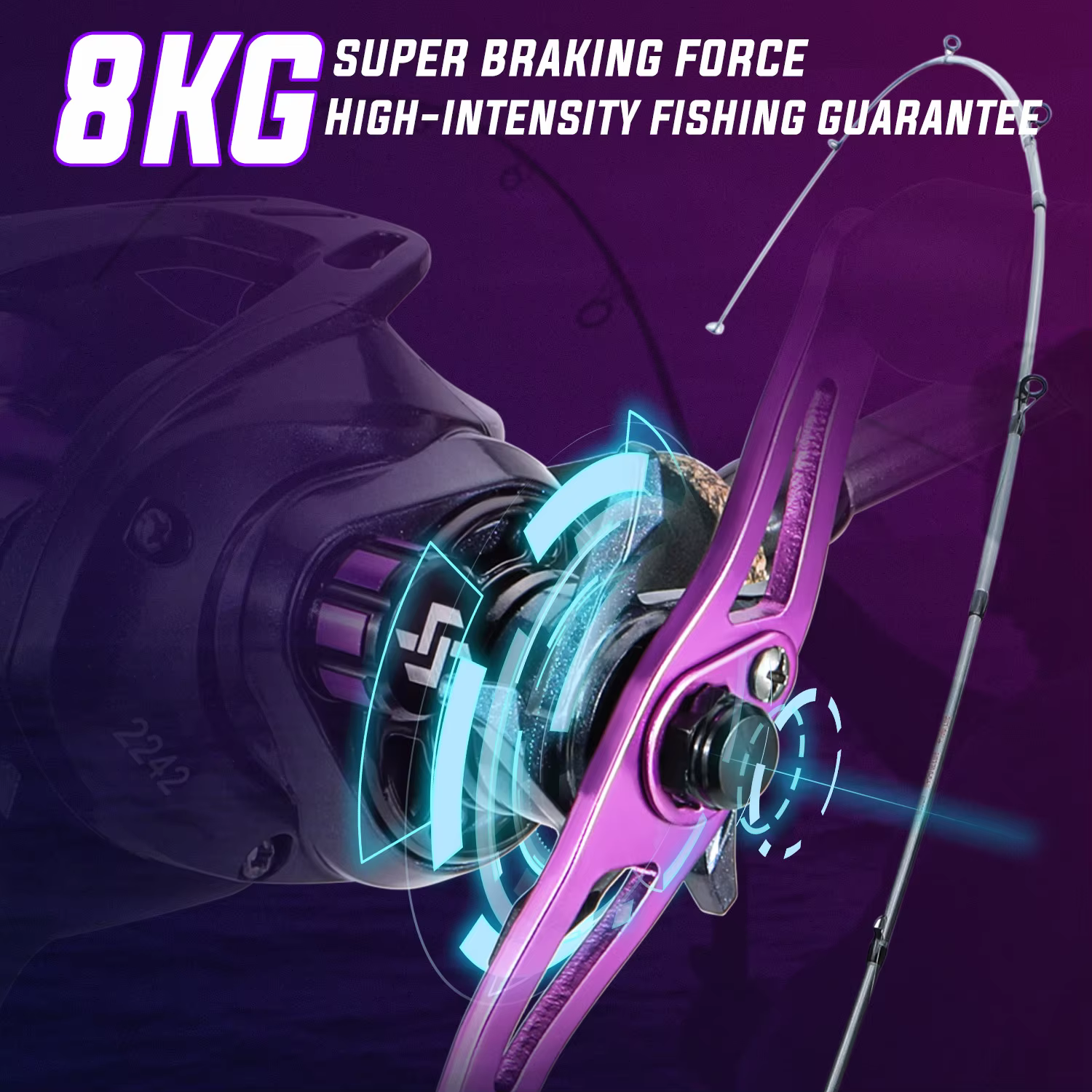 Sougayilang 1.7m canne à pêche canne à pêche en Fiber de carbone et moulinet Baitcasting combo avec 