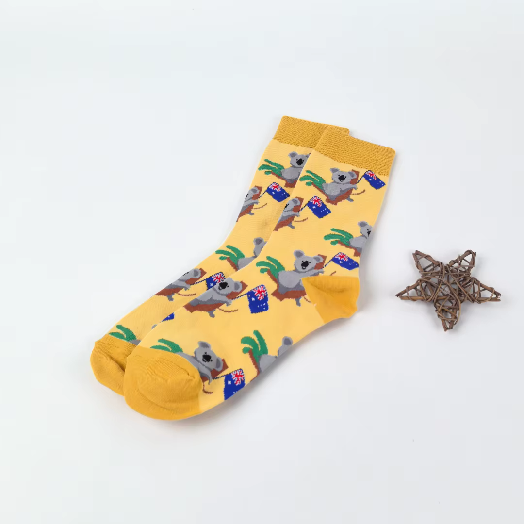 1 paire de chaussettes mi-mollet pour femmes, drapeau Koala, costume confortable et élégant, nouveau