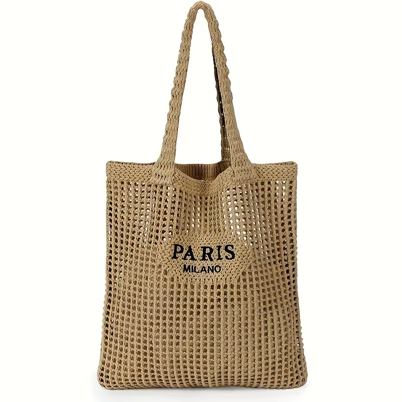 Sacs de plage en paille tendance pour femmes, sacs fourre-tout durables faits à la main, sacs à band