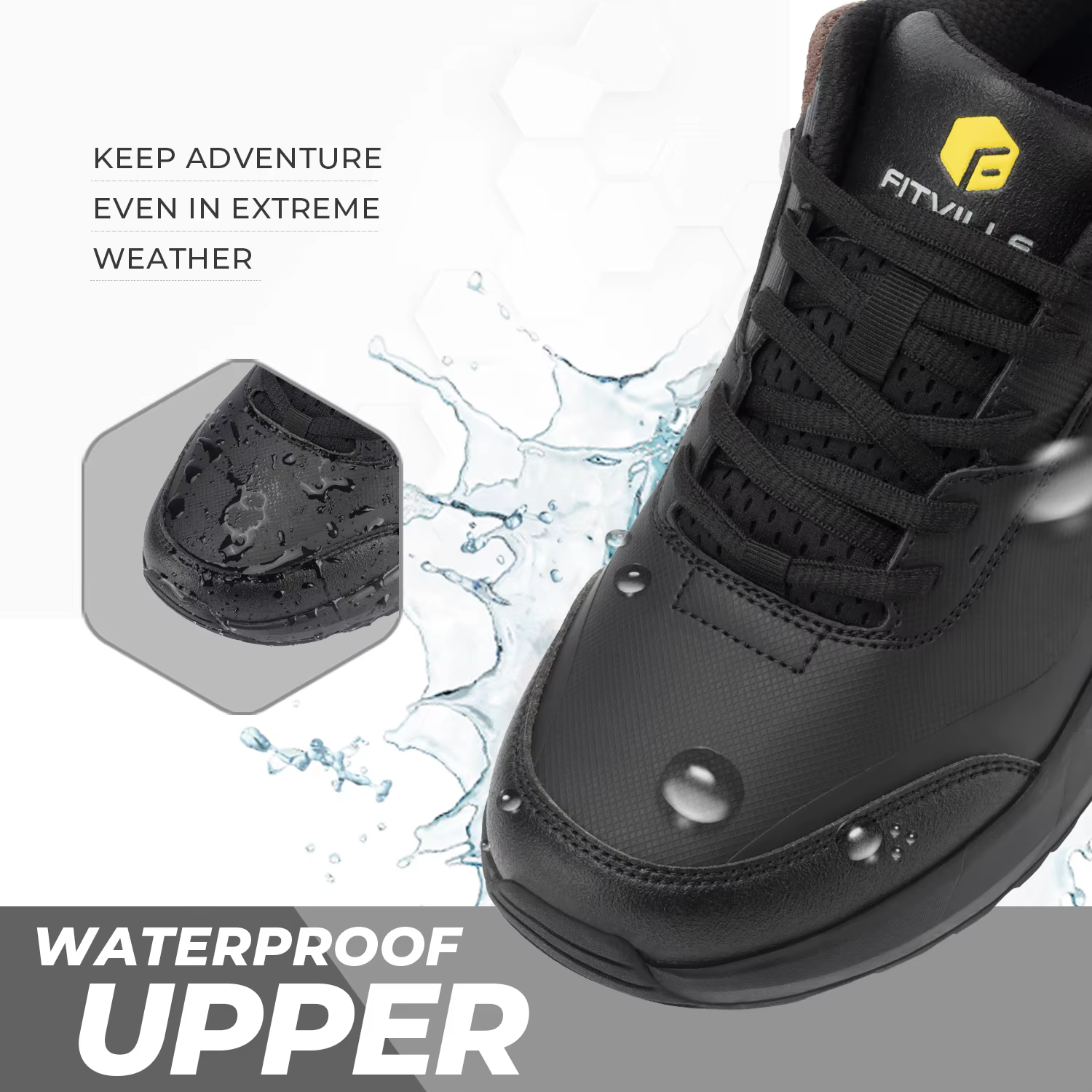 Fittington chaussures de randonnée pour hommes chaussures de marche en plein air larges chaussures d