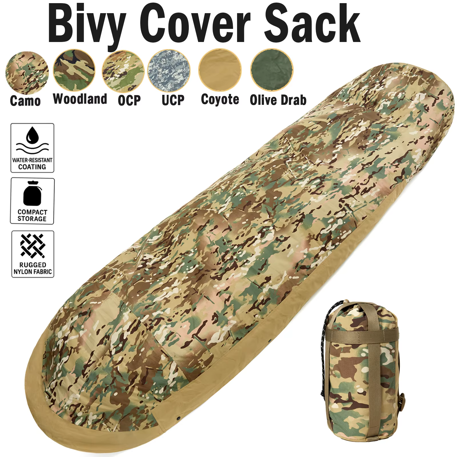 Housse de bivouac tactique de qualité militaire Akmax.cn – Sac de couchage de combat imperméable de 