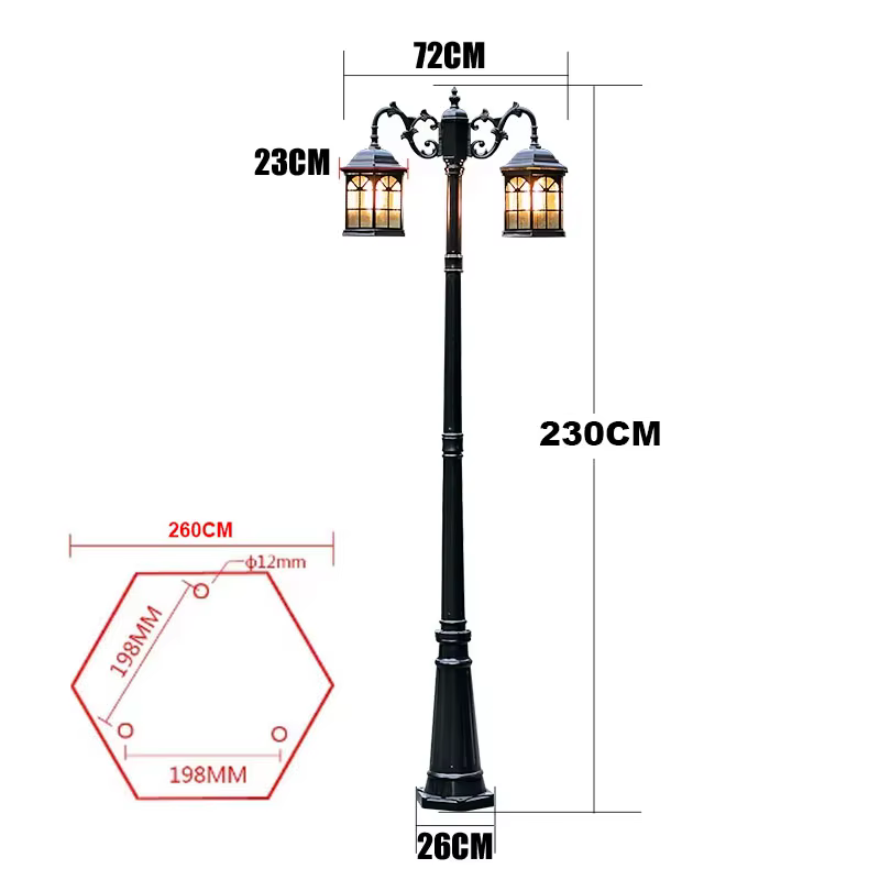 ≈2.3M lampadaire de Style européen extérieur cour sol Led lampe extérieure étanche jardin Villa pays