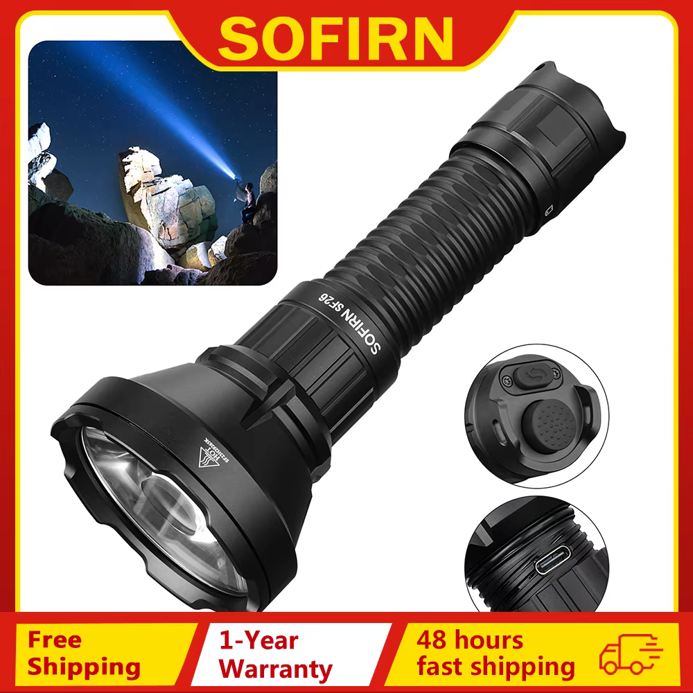 Sofirn SF26 21700 lampe de poche tactique 2000lm 964m longue portée USB C torche Rechargeable avec D