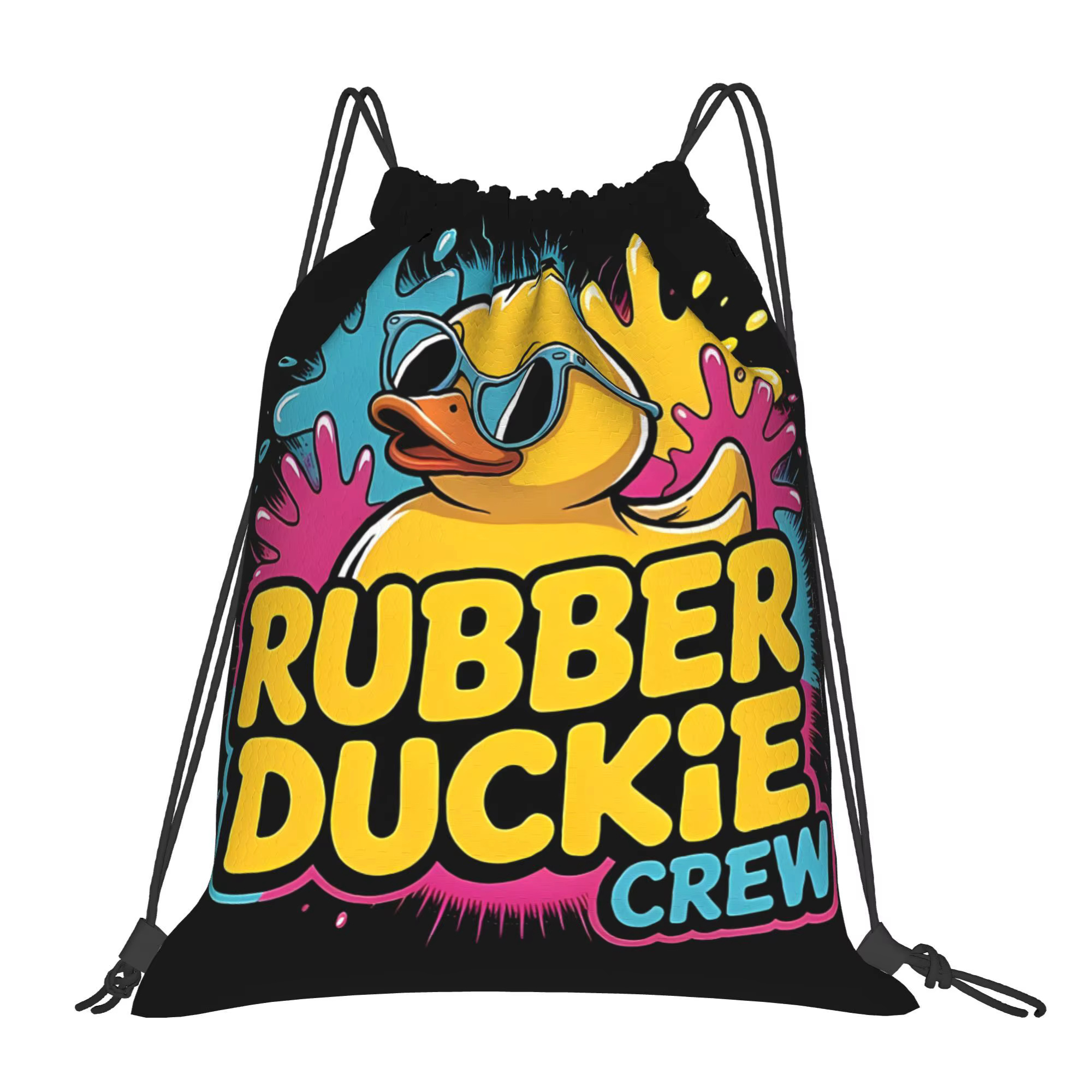 Sac à dos de sport à cordon de serrage motif canard jaune, sac de rangement pour fitness, randonnée 