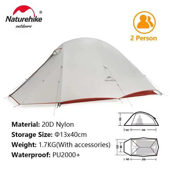 Naturehike CloudUp 2 tente Pro 2 personnes améliorée 20D étanche camping en plein air randonnée ultr