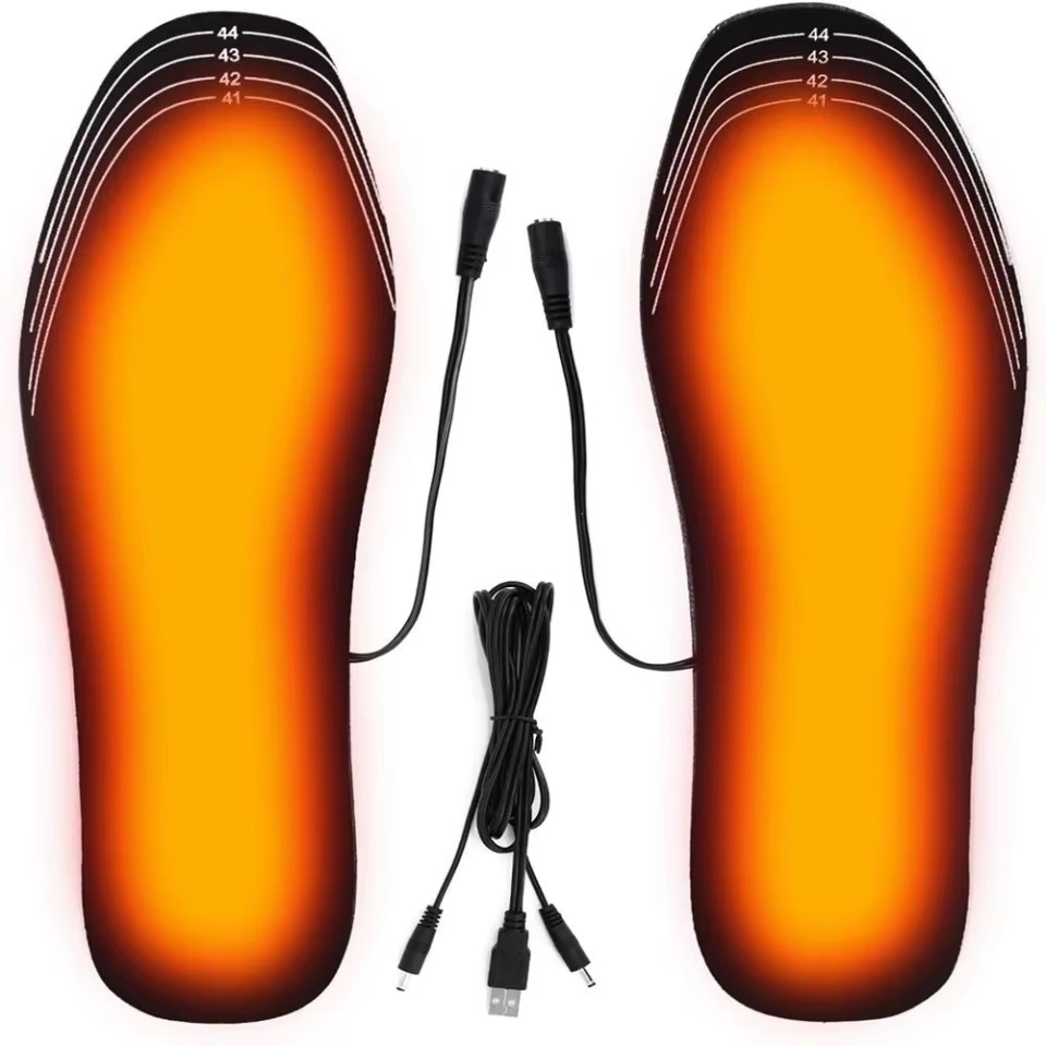 Semelles chauffantes rechargeables USB pour l'hiver, Inserts de chaussures électriques personnalisab