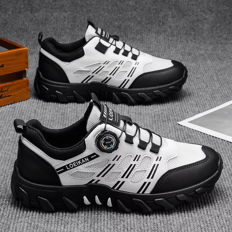 LOEIKAN Chaussures de randonnée à boucle rotative pour hommes, baskets d'extérieur antidérapantes et
