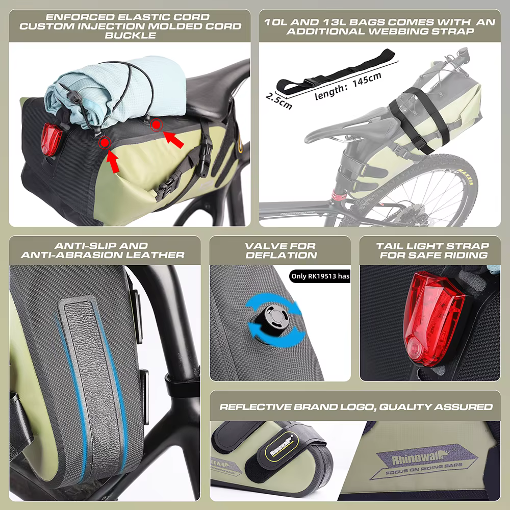 Bal inowalk-Sac de dégager de vélo étanche, sac de queue de vélo pliable, sac de rangement soufflé p