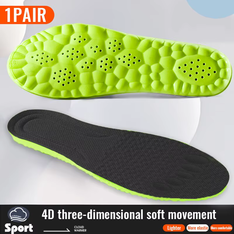 Semelles intérieures de sport pour chaussures 4D, absorption des chocs, dépistolet ant, coussin resp