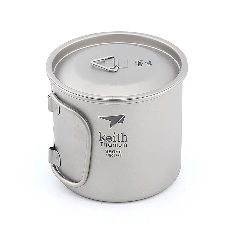 Pamono-Tasse de camping en titane avec poignée pliante, verres, tasse à eau, tasse à bière, tasse à