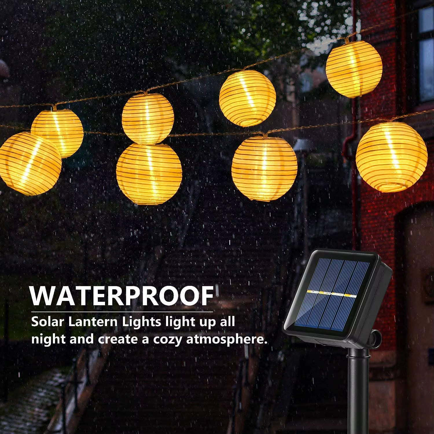 Lanterne étanche chaîne solaire fée lumières 6.5M 30 LED guirlande extérieure Patio lumière lampe à