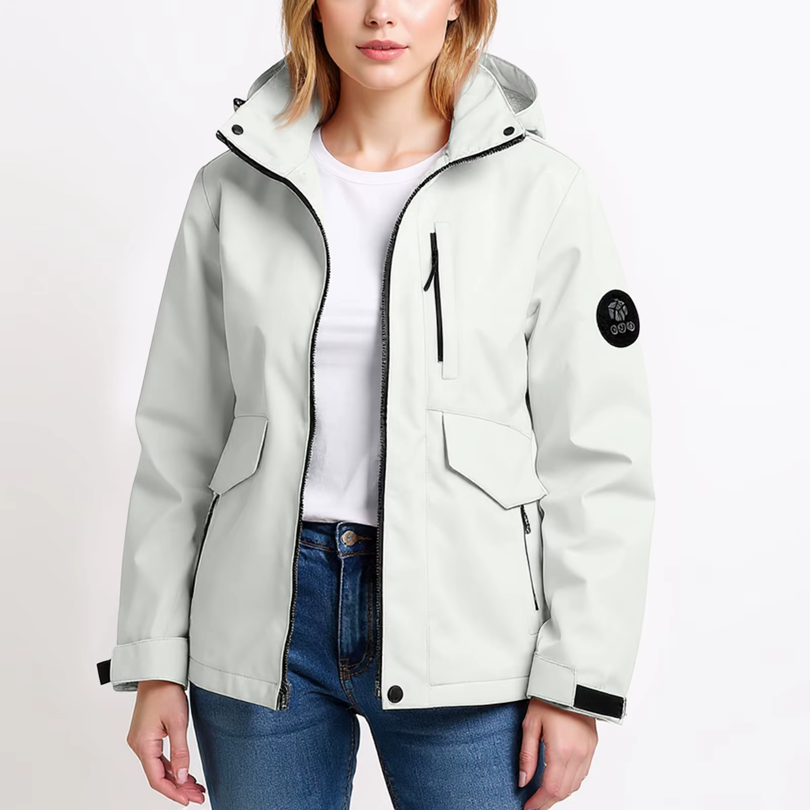 Vestes de randonnée légères pour femmes, couleur unie, coupe-vent ample à capuche, manteau de pluie 