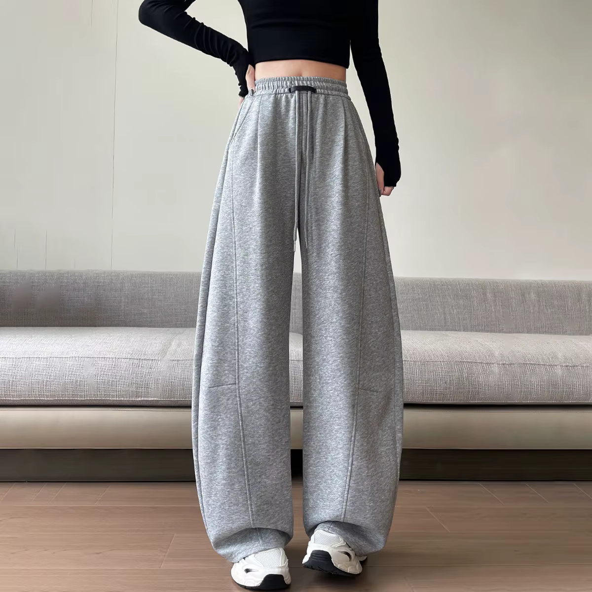 Nouveau Pantalon à jambes larges pour femmes printemps automne pantalon de survêtement japonais ampl